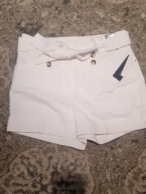 High-Waist Belted Women’s Shorts in White NY&Co. Size 10 NWT